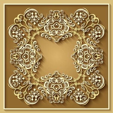 Soyut vektör süslemeli doğa vintage çerçeve.