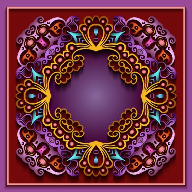 Soyut vektör süslemeli doğa vintage çerçeve.