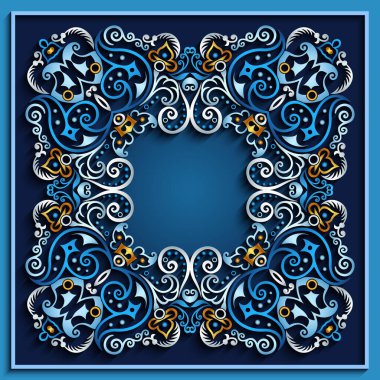 Soyut vektör süslemeli doğa vintage çerçeve.