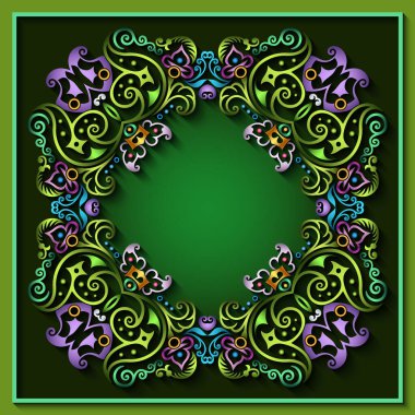 Soyut vektör süslemeli doğa vintage çerçeve.