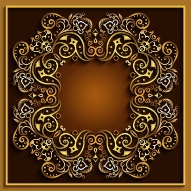 Soyut vektör süslemeli doğa vintage çerçeve.