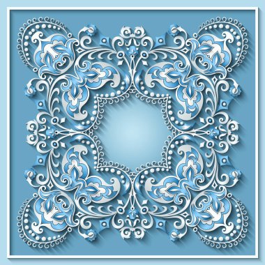 Soyut vektör süslemeli doğa vintage çerçeve.