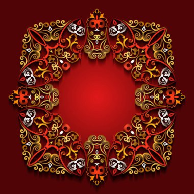 Soyut vektör süslemeli doğa vintage çerçeve.