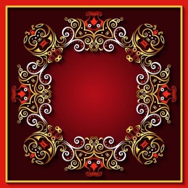 Soyut vektör süslemeli doğa vintage çerçeve.