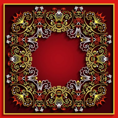 Soyut vektör süslemeli doğa vintage çerçeve.