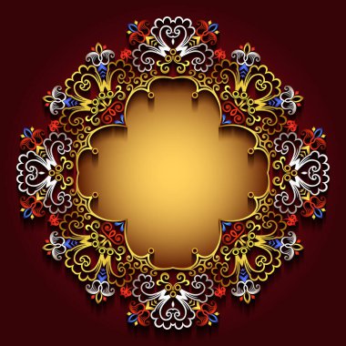 Soyut vektör süslemeli doğa vintage çerçeve.