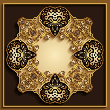 Soyut vektör süslemeli doğa vintage çerçeve.