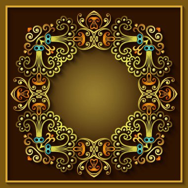 Soyut vektör süslemeli doğa vintage çerçeve.