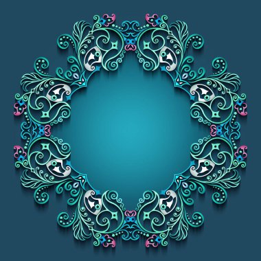 Soyut vektör süslemeli doğa vintage çerçeve.