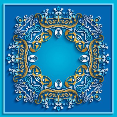 Soyut vektör süslemeli doğa vintage çerçeve.