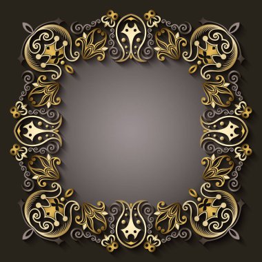 Soyut vektör süslemeli doğa vintage çerçeve.