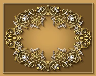 Soyut vektör süslemeli doğa vintage çerçeve.