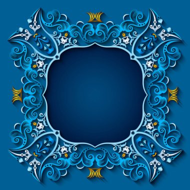 Soyut vektör süslemeli doğa vintage çerçeve.