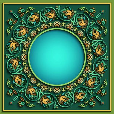 Soyut vektör süslemeli doğa vintage çerçeve.