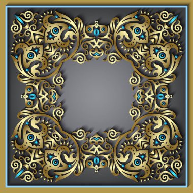 Soyut vektör süslemeli doğa vintage çerçeve.