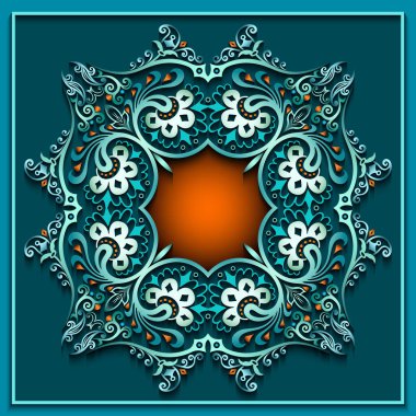 Soyut vektör süslemeli doğa vintage çerçeve.