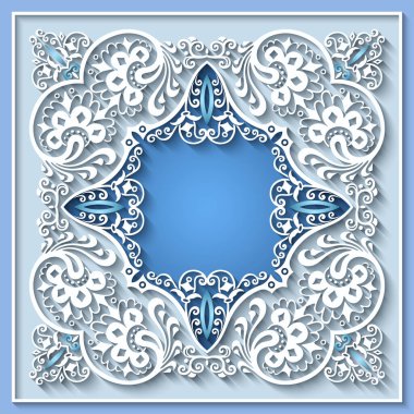 Soyut vektör süslemeli doğa vintage çerçeve.