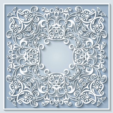 Soyut vektör süslemeli doğa vintage çerçeve.