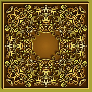 Soyut vektör süslemeli doğa vintage çerçeve.