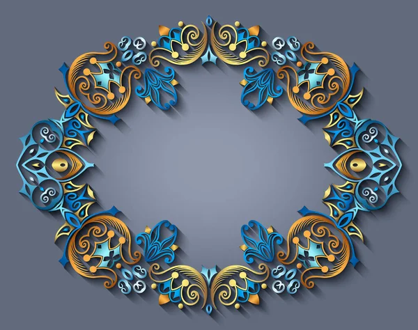 Soyut vektör süslemeli doğa vintage çerçeve.