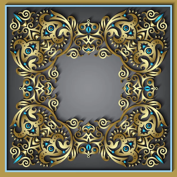 Soyut vektör süslemeli doğa vintage çerçeve.