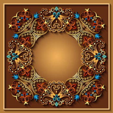 Soyut vektör süslemeli doğa vintage çerçeve.