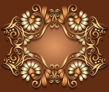 Soyut vektör süslemeli doğa vintage çerçeve.