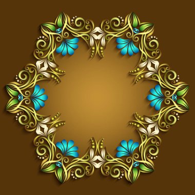 Soyut vektör süslemeli doğa vintage çerçeve.