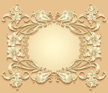 Çiçek vektör vintage kenarı.