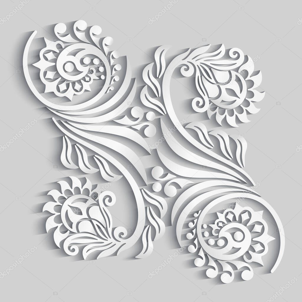 Vector floral elements. 3d effect imitation