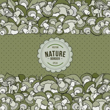 Mantar doğa çizgi film vektör el sınır çizdi