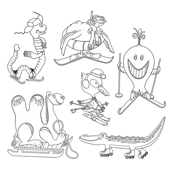 Set di animali vettori dei cartoni animati — Vettoriale Stock