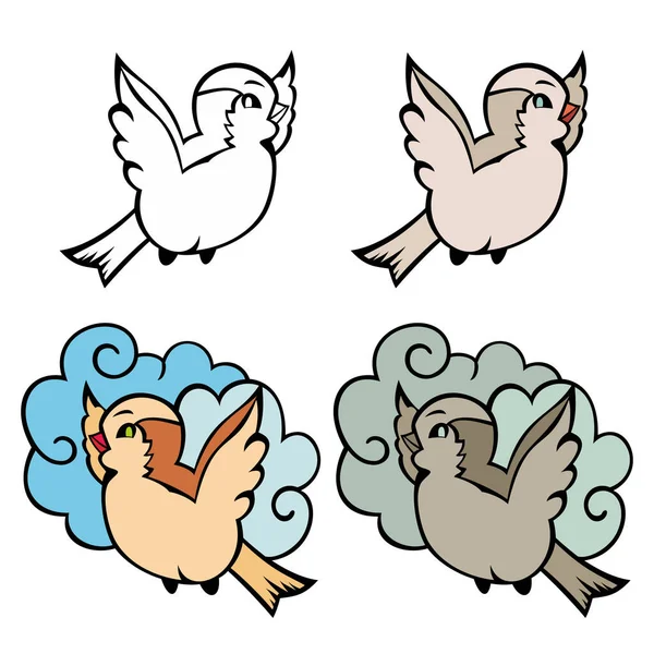 Handgetekende vectorvogel set — Stockvector