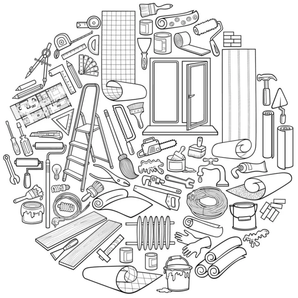 Karikatura čmáranice domácí opravy kolo ilustrace — Stockový vektor