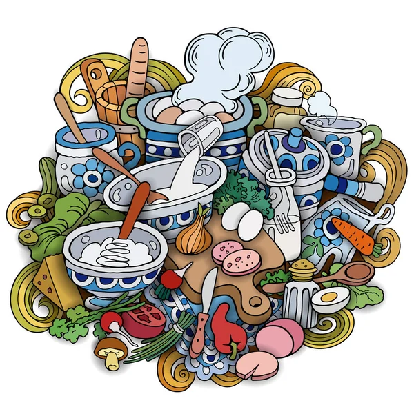 Jedzenie ręcznie rysowane wektor doodles ilustracja — Wektor stockowy