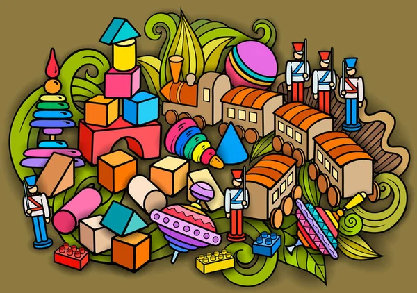 Kreskówka cute doodles dzieci zabawki ilustracja — Wektor stockowy