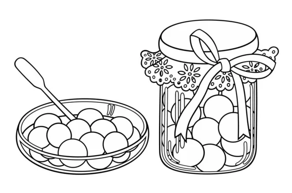 Glas Marmelade handgezeichnete Vektor-Doodles Illustration — Stockvektor