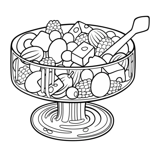 Doce comida mão desenhada vetor doodles ilustração — Vetor de Stock