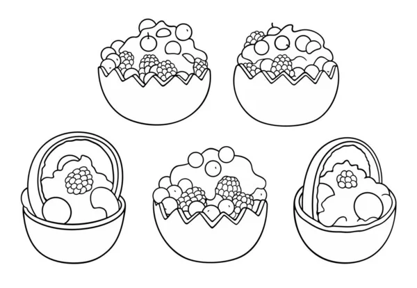 Doce comida mão desenhada vetor doodles ilustração — Vetor de Stock