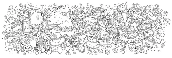 Słodycze, jagody, owoce, napoje ilustracja — Wektor stockowy