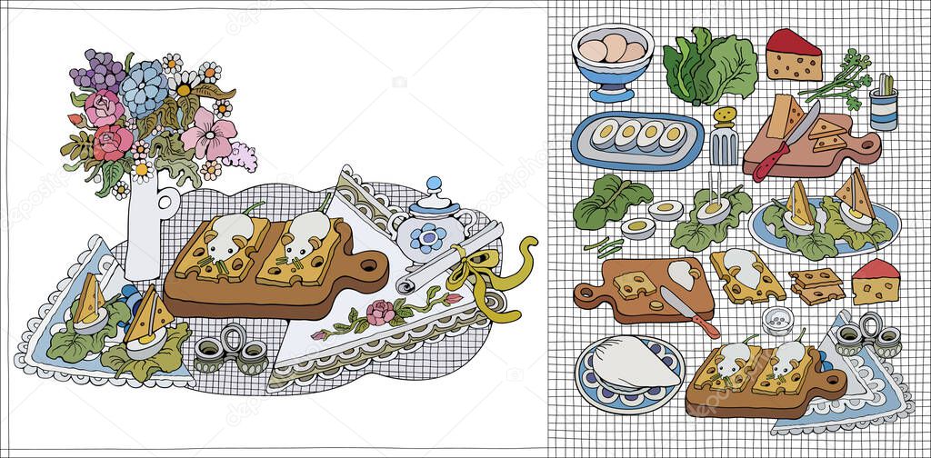 Home Cooking Still life vector illustration