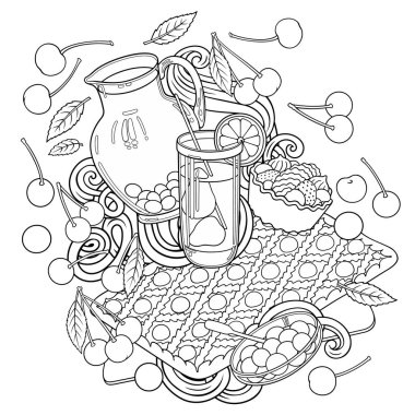 Şekerler, böğürtlenler, meyveler, içecekler