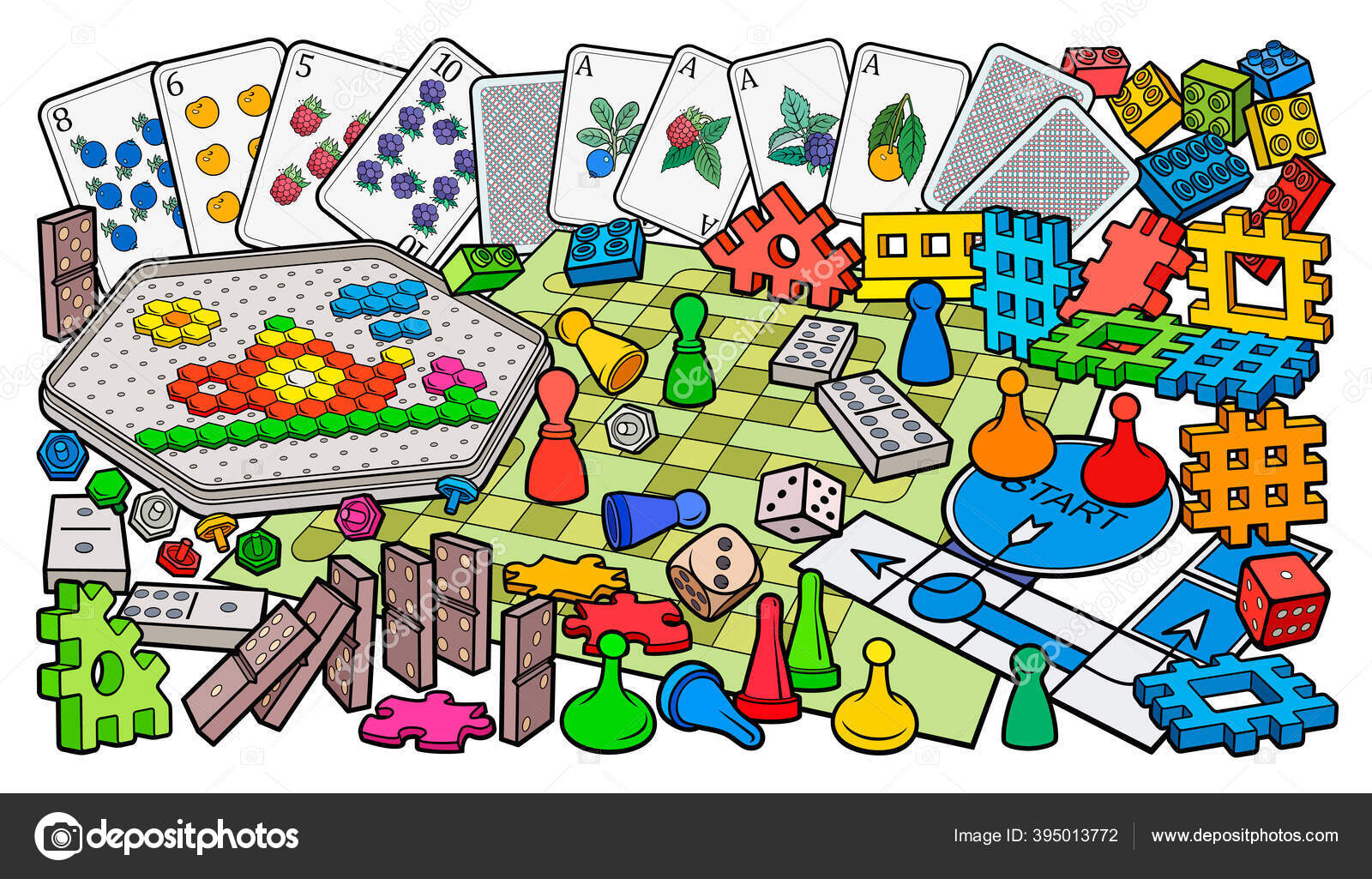 Cartoon doodles board games objects set Stock Vector Image & Art