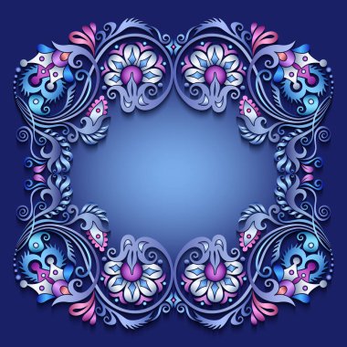 Soyut vektör süslemeli doğa vintage çerçeve.