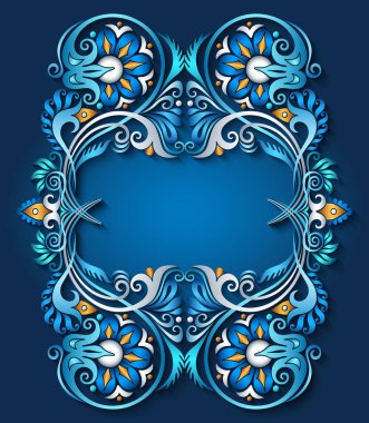 Soyut vektör süslemeli doğa vintage çerçeve.