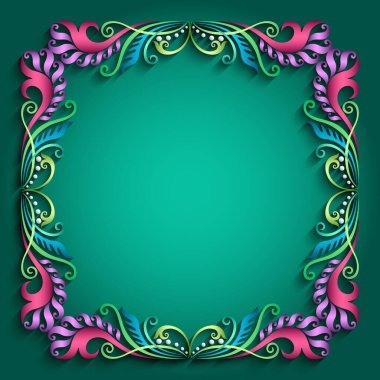 Soyut vektör süslemeli doğa vintage çerçeve.