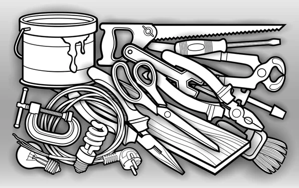 Kreslený domácí opravárenské nástroje ilustrace — Stockový vektor
