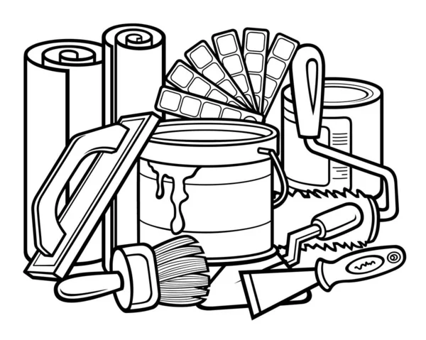 Tecknad klotter målning instrument illustration — Stock vektor