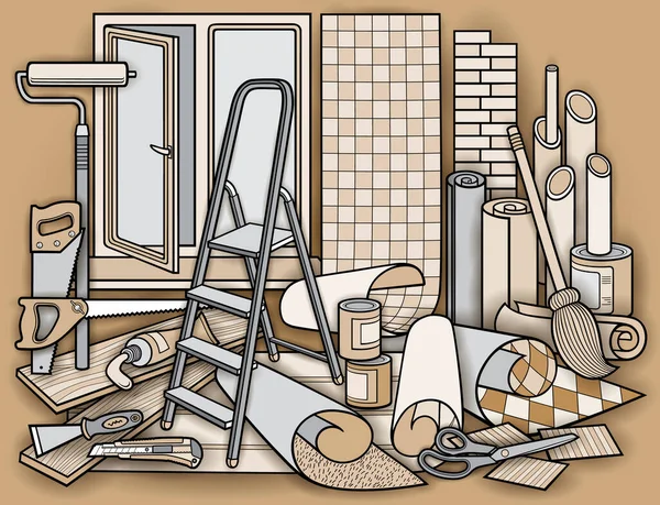 Karikatura čmáranice domácí opravy ilustrace — Stockový vektor