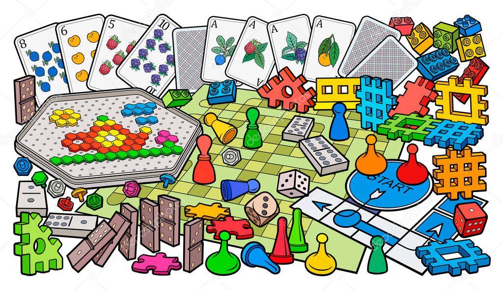 Cartoon cute doodles kids toys and board games